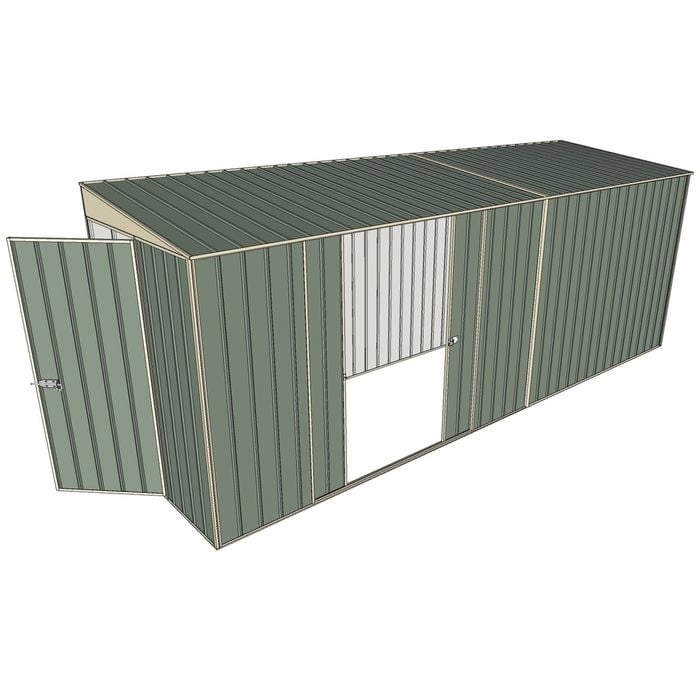 Build-a-Shed 1.5 x 5.2 x 2m Hinged Door Tunnel Shed With Double Sliding Side Door - Green