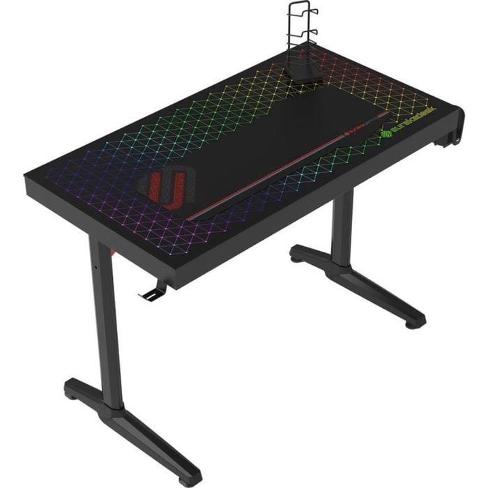Eureka Ergonomic Explorer Edition Tempered Glass Gaming Desk with flowing colorful Lights /120cm(W)