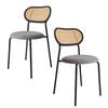Bribrion Boho Rattan Dining Chairs Set Of 2 Grey Velvet