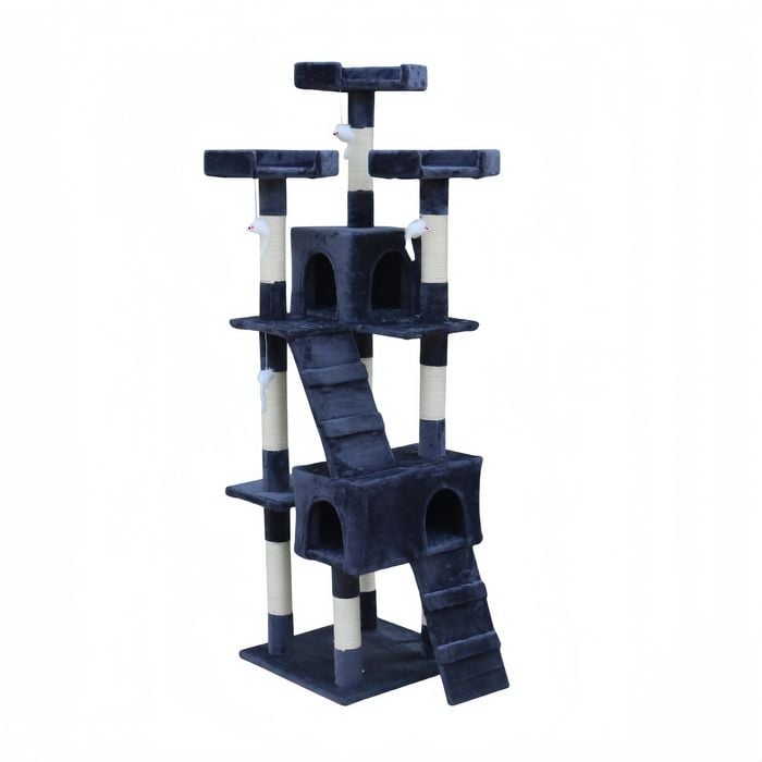 Yes4pets 170cm Cat Scratching Post Tree Post House Tower With Ladder Furniture Grey