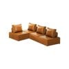 Oikiture 4PC Modular Sofa Adjustable Back PU Leather Brown