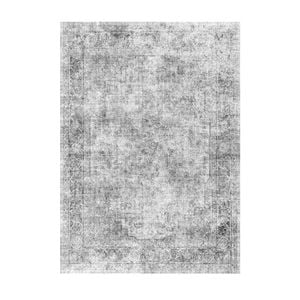 P&P Gray Bohemian Washable Area Rug 6x9 Soft Faux Cashmere Non Slip Carpet