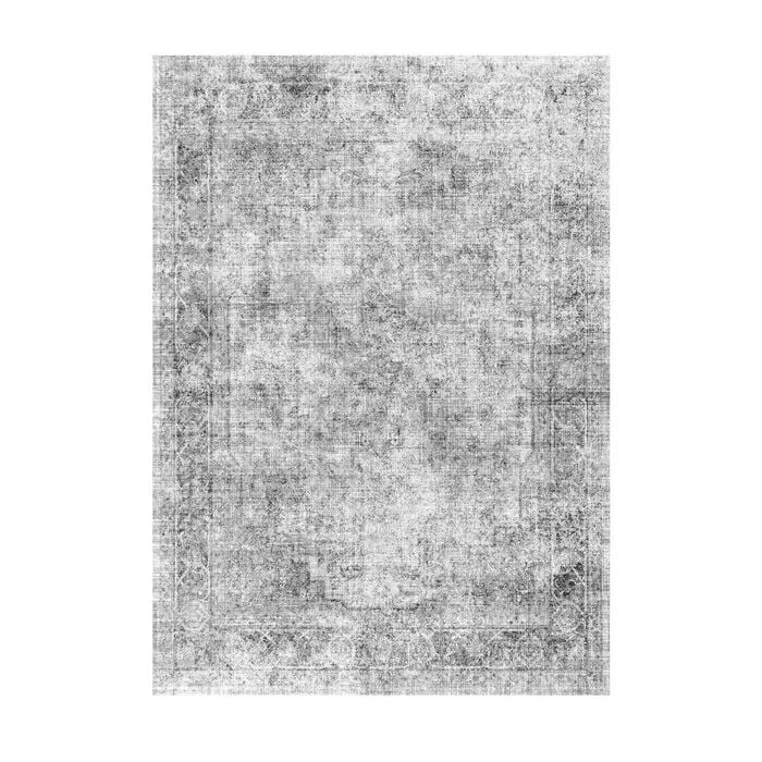 P&P Gray Bohemian Washable Area Rug 6x9 Soft Faux Cashmere Non Slip Carpet