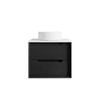 Attica Baia 600mm Black Oak Vanity With Pure White Stone Top 