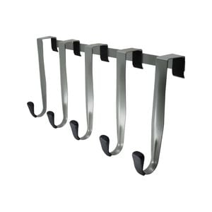 Adoored 5 Satin Chrome Hooks Over-The-Door Hook Rack