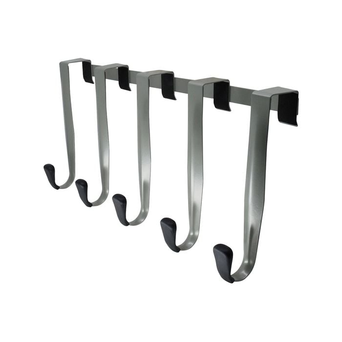 Adoored 5 Satin Chrome Hooks Over-The-Door Hook Rack