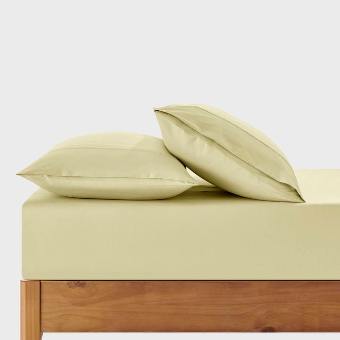 Dreamaker 400TC Premium Cotton Sateen Fitted Sheet Set Citron King Single Bed
