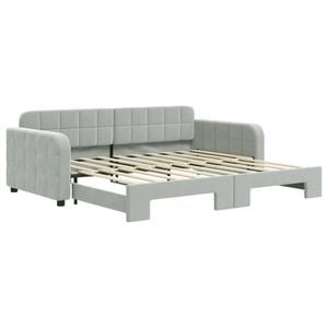vidaXL Daybed with Trundle Sofa Bed Couch Bed Single Size Light Grey Velvet