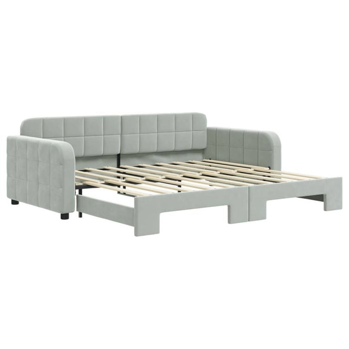 vidaXL Daybed with Trundle Sofa Bed Couch Bed Single Size Light Grey Velvet