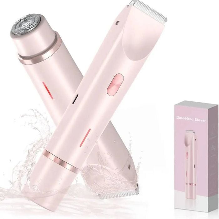 NNEOBA 2 in 1 Electric Bikini Trimmer & Facial Shaver Waterproof Pink