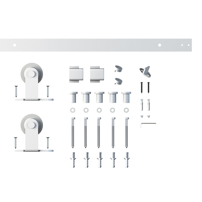 Rolltrak 2000 x 40 x 6mm Matte White Barn Door Track Top Mount