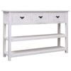 vidaXL Solid Paulownia and Poplar Wood Sideboard Antique White 115cm End Table
