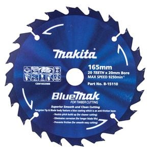 Makita 165mm 20T Bluemark Circ Saw Blade B-15110