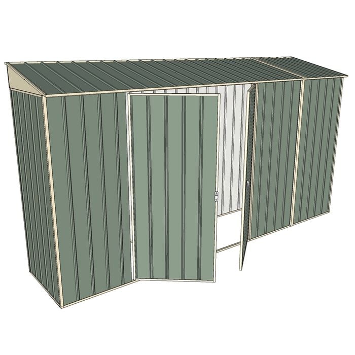 Build-a-Shed 0.8 x 3.7 x 2m Skillion Double Hinged Side Door Shed - Green