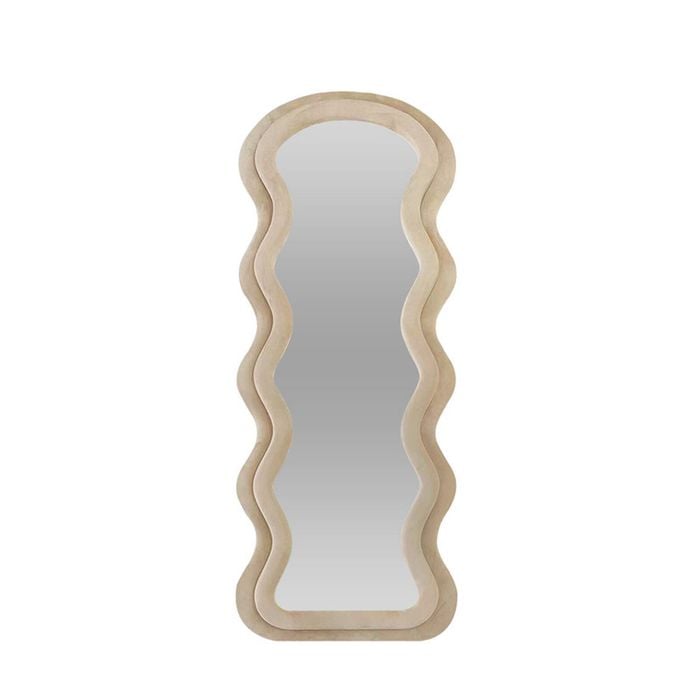 Best world 160cmx60 cm Beige Modern Wavy Velvet Mirror