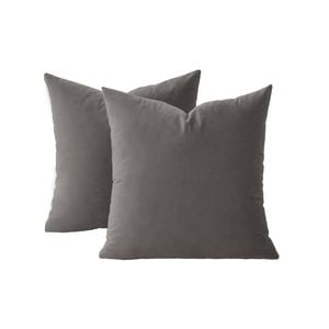 Gioia Casa Twin-Pack Velvet Cushion Covers – Soft Microfibre Cushion Covers with Hidden Zipper (Dark Grey, 45cm*45cm)