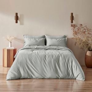 Serene 400TC Bamboo Cotton Sateen Quilt Cover Set Dove Grey - Single Bed