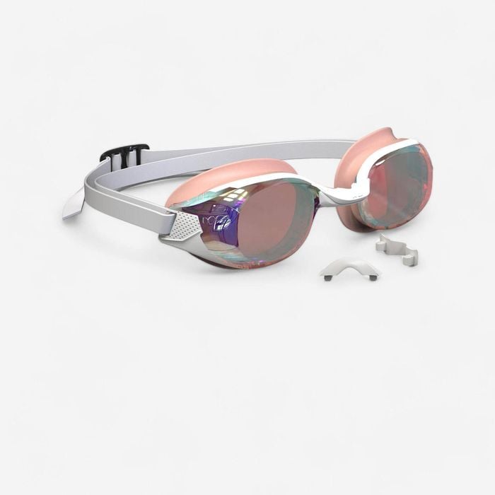 Decathlon | Swimming goggles BFIT - Mirror lenses - One size - White pink - UNIQUE | desert rose,  snow white | 8732249