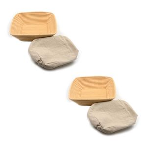 2PK Brunswick Bakers Square Rattan 25cm Bread Banneton w/Lining Sourdough Basket