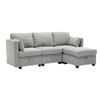 Homfurn 3 Seater Modular Sofa with Storage, Grey