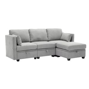 Homfurn 3 Seater Modular Sofa with Storage, Grey
