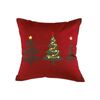 SOGA Burgundy Embroidered Christmas Trees Throw Pillow 45cm