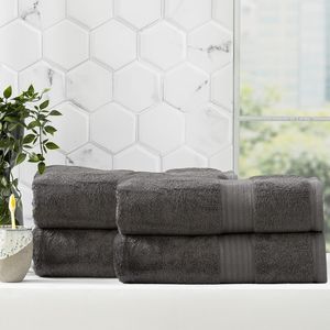 Renee Taylor 4 Piece Bamboo Cotton Bath Sheet Charcoal
