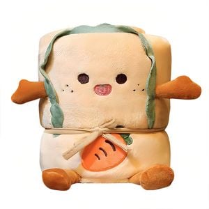 Catzon Cartoon Nap Blanket Small Fleece Plush Throw Blanket-toast