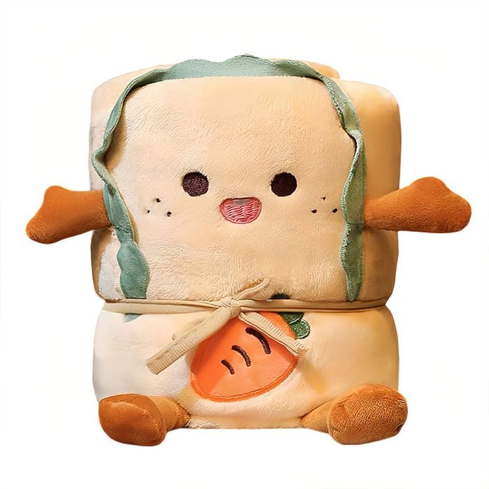 Catzon Cartoon Nap Blanket Small Fleece Plush Throw Blanket-toast