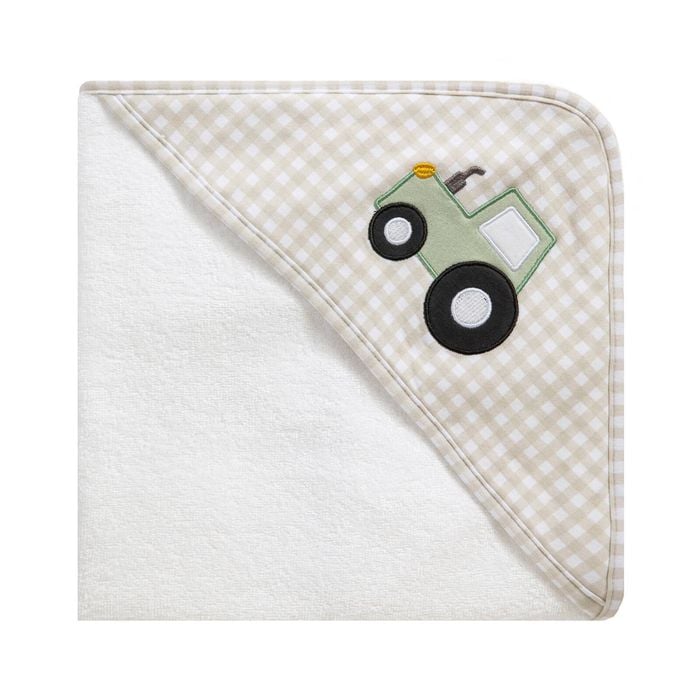 Living Textiles Organic Cotton Baby Hooded Towel Tractor Ride