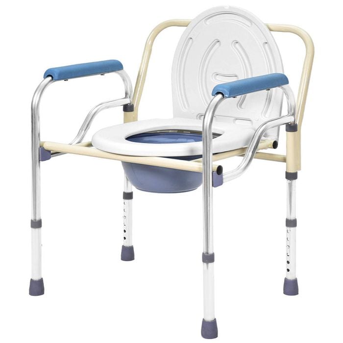 Foldable Commode Chair Mobile Bedside Toilet Stool