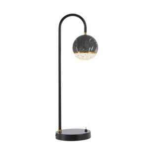 Telbix Oneta Modern Table Desk Lamp Light Metal Acrylic Black Marble Clear Black