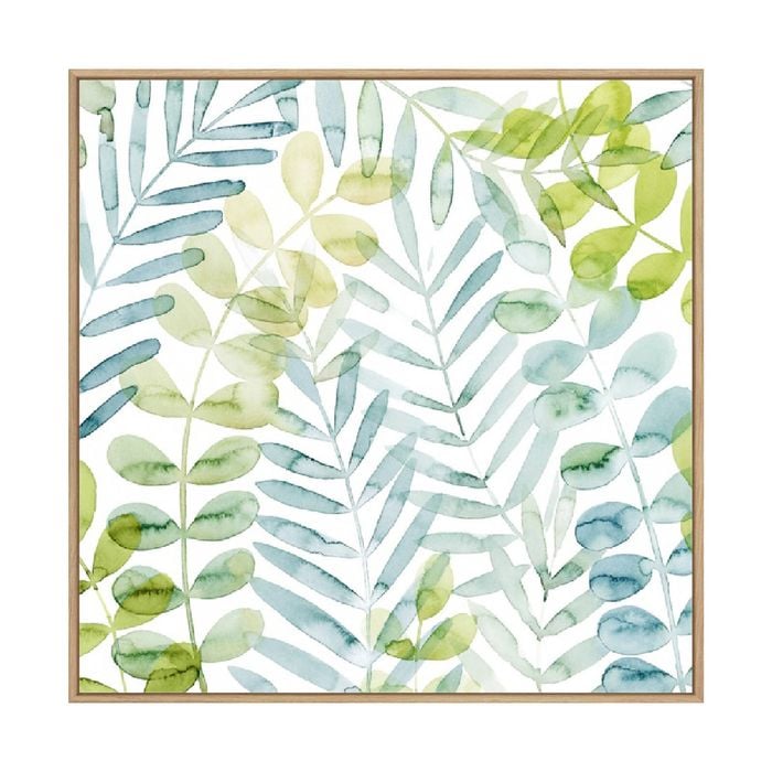 Artey | Dancing Palms II - Framed Canvas - Natural Frame - 140 x 140cm