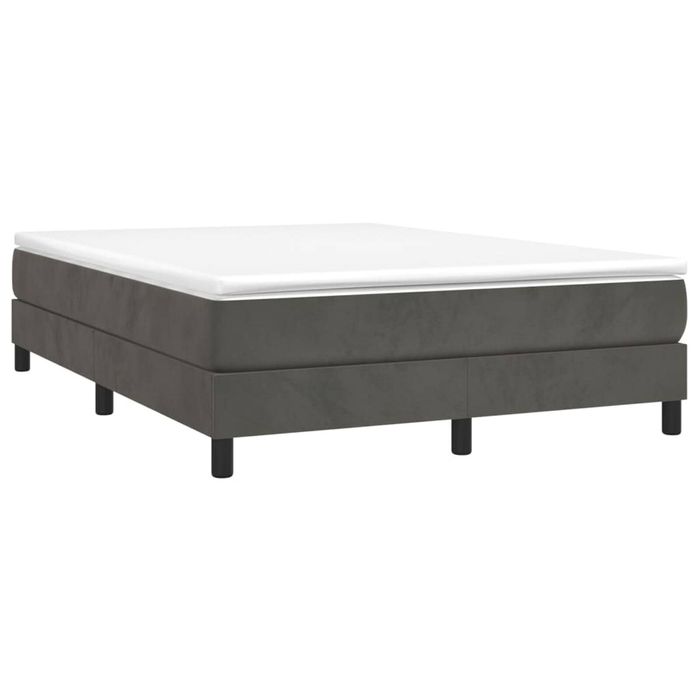 vidaXL Box Spring Bed with Mattress Double Bed Dark Grey 137x190 cm Velvet