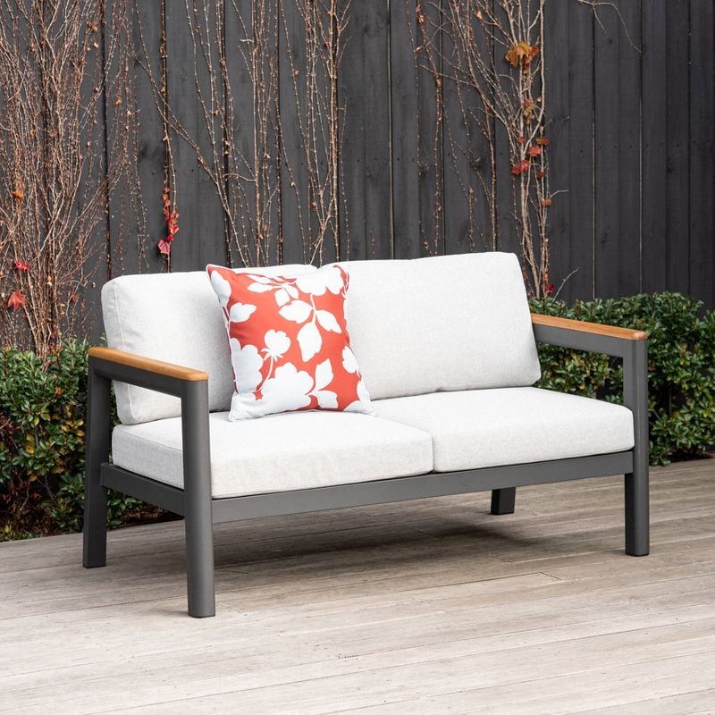 2 Seater Charcoal Rhone Aluminium Lounge With Cushion
