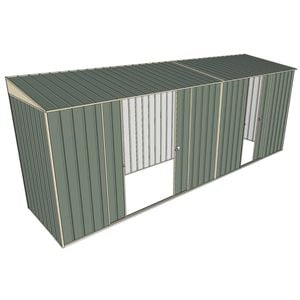 Build-A-Shed 1.2 x 5.2 x 2.0m Skillion Double with Single Sliding Side Doors Shed - Green