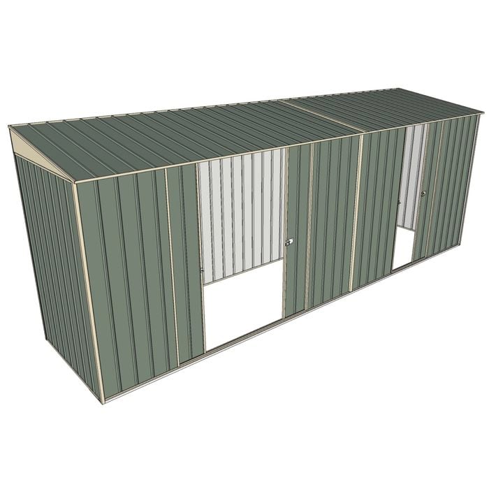 Build-A-Shed 1.2 x 5.2 x 2.0m Skillion Double with Single Sliding Side Doors Shed - Green