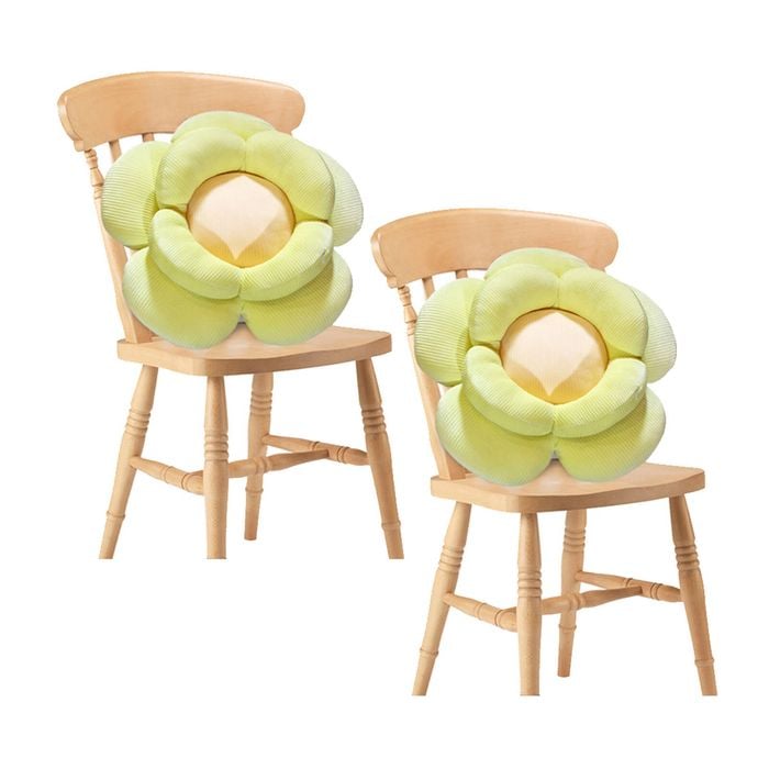 Soga 2x Green Double Flower Cushion Soft Floor Plush Pillow Home Decor