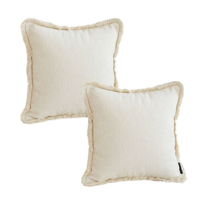 SOGA 2X 45CM Creamy White Chenille Throw Pillows