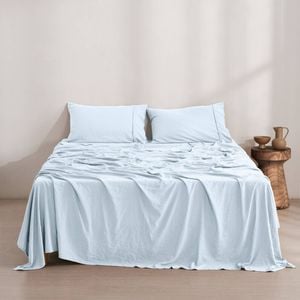 Dreamaker Superfine Washed Microfibre Sheet Set Ice Blue Super King Bed
