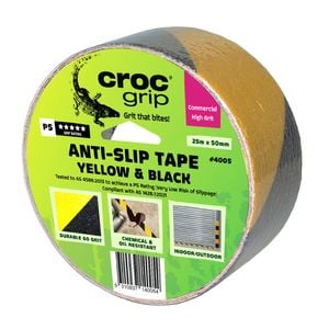 Croc Grip 25m x 50mm Yellow And Black Anti-Slip Tape