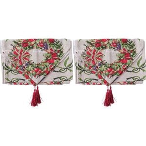 2PK LVD 34x180cm Polyester Wreath Christmas Table Runner Home/Kitchenware Decor