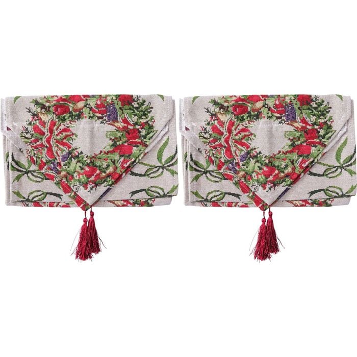 2PK LVD 34x180cm Polyester Wreath Christmas Table Runner Home/Kitchenware Decor