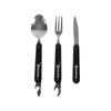 3pc Wildtrak Foldable Camping Knife/Spoon/Fork Cutlery Set w/ Bag - Black