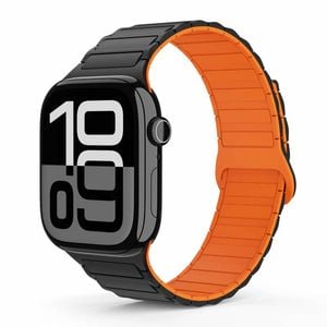 Tough On Magnetic Silicone Band for Apple Watch 42mm/44mm/45mm/46mm/49mm Black/Organge