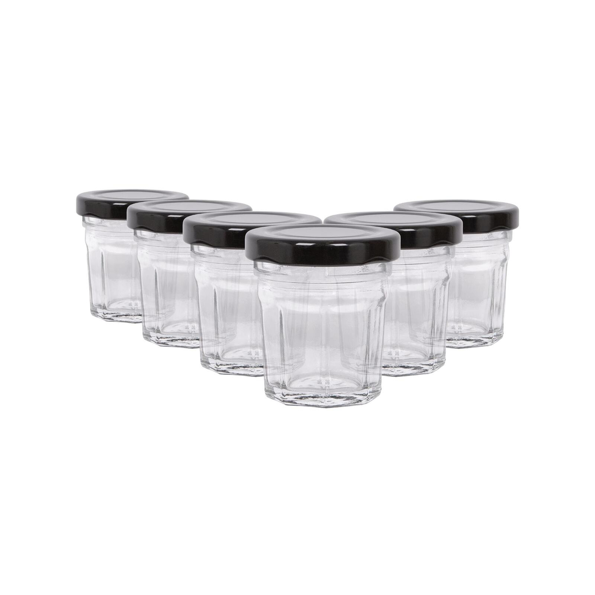 Argon Tableware 30ml Glass Jam Jars With Airtight Black Lids - Set Of 6 ...
