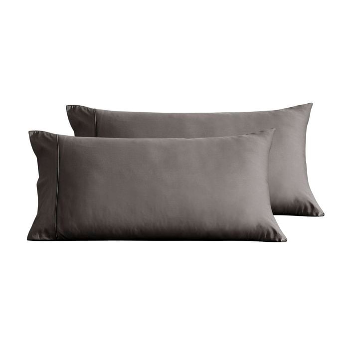 Serene 400tc Bamboo Cotton Sateen King Pillowcase Charcoal - Twin Pack