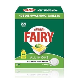 Fairy All In One Lemon Dishwashing Tablets - 128 Pack