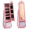 Costway Swivel Jewelry Cabinet 3-in-1 Armoire Dressing Mirror Pink
