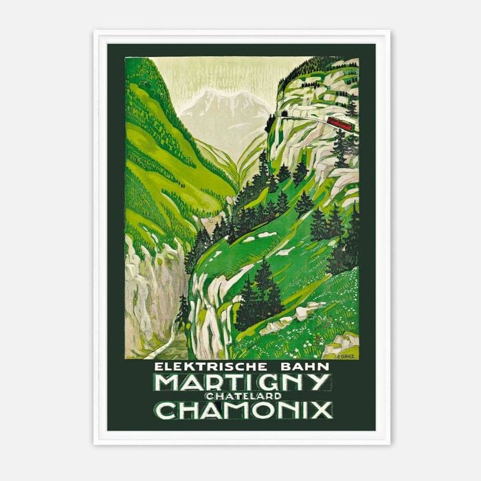 Galrie Vintage Electric Railway Art Print of Martigny to Chamonix by J. Graz, White Frame, A3 30 x 42cm (12 x 16inch)
